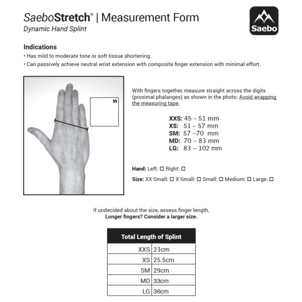 SaeboStretch Find Your Size